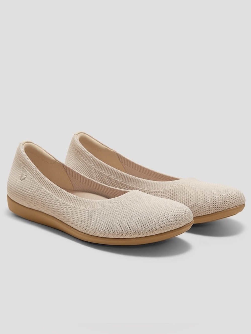 Women's Knit Ballet Flats in Beige - Comfortable Everyday Slip-Ons